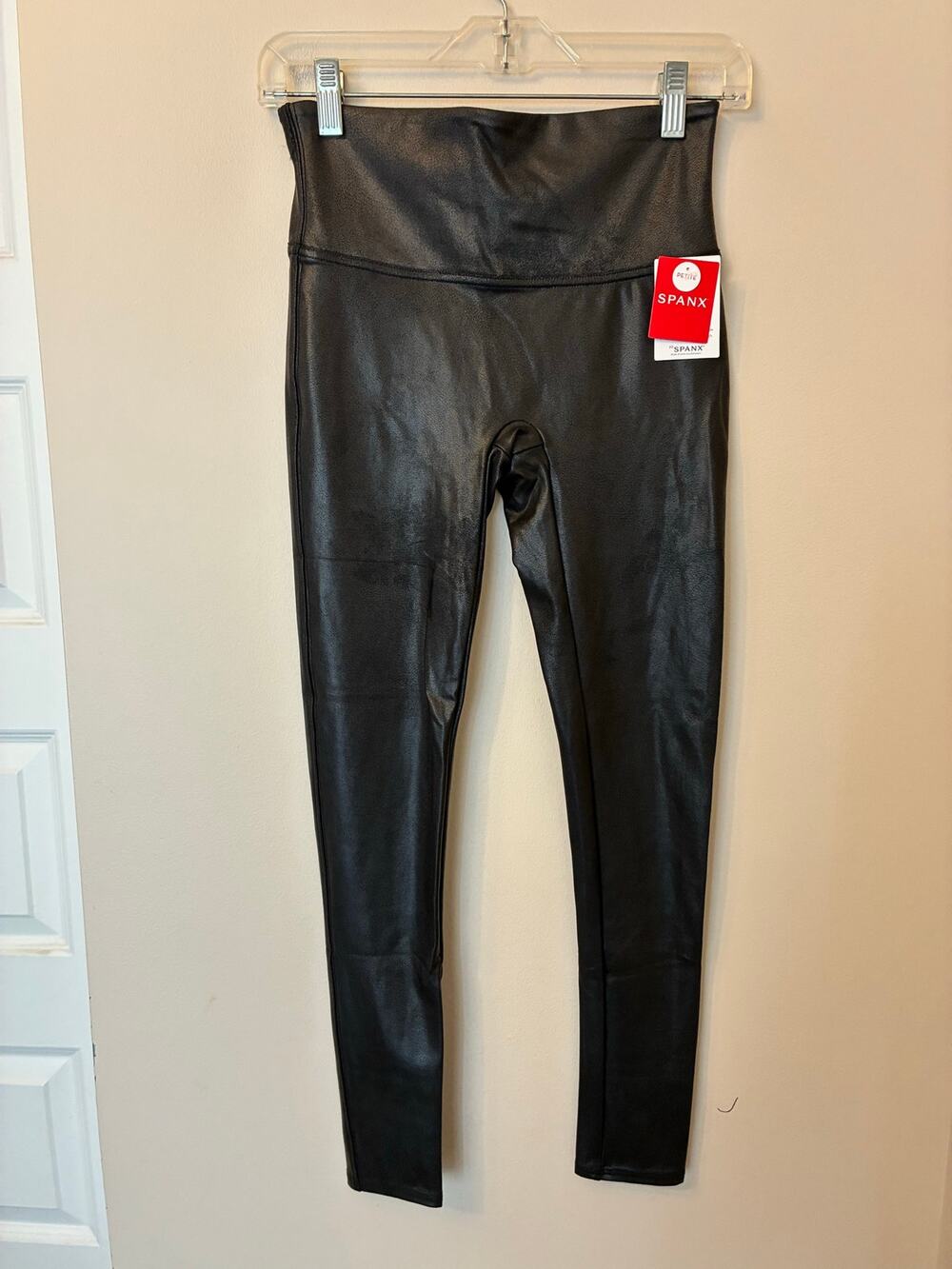 Spanx NEW Faux Leather Leggings Black Women's Petite Medium